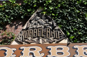 Carved Korbel sign